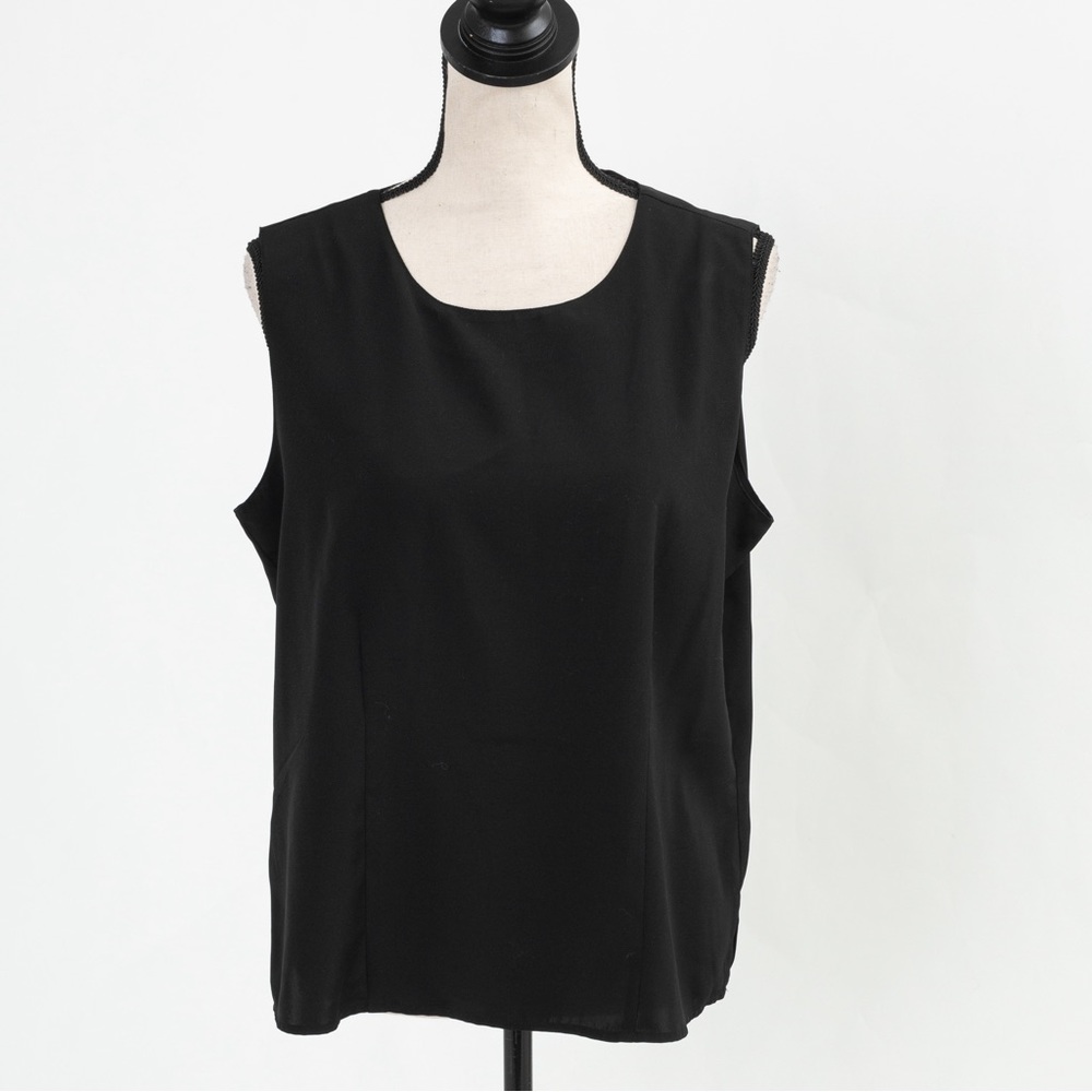 Silky feel tank top with darts black L by Studio C